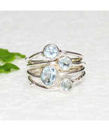 NATURAL SKY BLUE TOPAZ Gemstone Ring, Birthstone Ring, 925 Sterling Silv... - £25.51 GBP