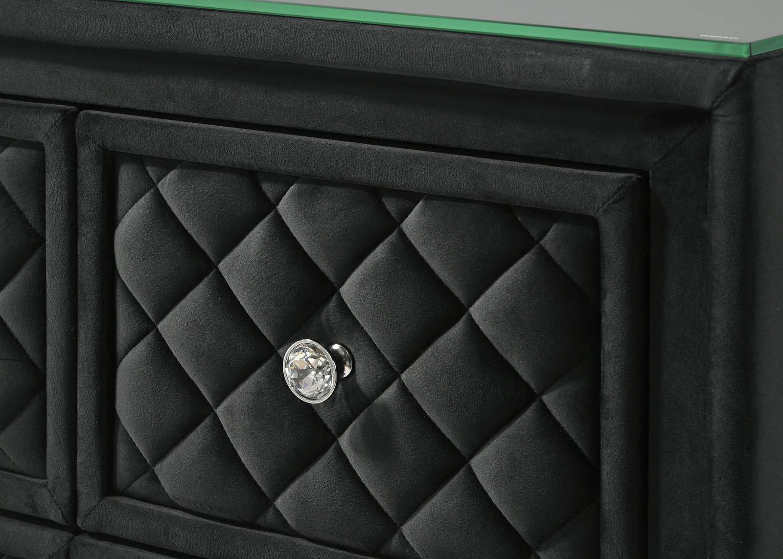 Black Traditional Glam 5-Drawer Chest, Velvet & Crystal Knobs Item image 3