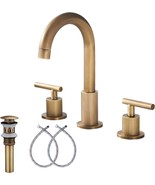 Ggstudy 2-Handle Bathroom Faucet 3 Holes 360 Swivel Spout Antique Brass - £68.16 GBP