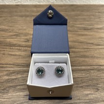 Aquamarine Glass Stone Earrings 5.5 CT Estate Jewelry Find KG JD - €8,56 EUR
