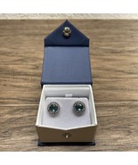 Aquamarine Glass Stone Earrings 5.5 CT Estate Jewelry Find KG JD - $181.42 MXN