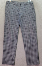 Willi Smith Pants Women&#39;s Size 8 Navy Geo Print Cotton High Rise Straigh... - $17.56
