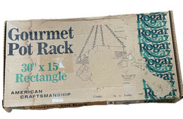 ROGAR Gourmet Pot Rack 30 x 15&quot; Rectangle Black Chrome Hooks Chains NEW ... - $68.59