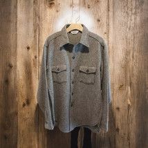 Vintage Woolrich Herringbone Jacket Chest Pockets Wool Blend Gray Men&#39;s ... - $147.51