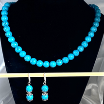 AFH# Striking Turquoise &amp; Silver Matched Necklace &amp; Earrings - £66.02 GBP