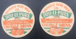 Lot of 2 Nashville Pure Milk Dairy Bottle Cap 1 5/8&quot; Orange Drink Tennessee TN - £7.56 GBP