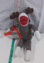 Sock Monkey Reindeer Antlers Galerie 9&quot; Plush Stuffed Animal Christmas - $7.92