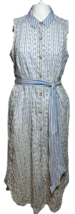 Anthropologie Shirt Dress Womens 4 Small Blue &amp; White Striped Eyelet Casual Belt - £19.75 GBP
