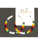 Southwest Style Multicolor Seed Bead Hoop Earrings - £18.66 GBP