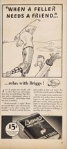 1937 Print Ad Briggs Tobacco Pipe Mixture Goofy Golfer &amp; Caddy Cartoon - £10.98 GBP