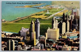 Lakefront View Looking South Chicago Illinois IL UNP Unused Linen Postcard I15 - £3.22 GBP