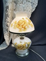 Vintage Hurricane  Gone With The Wind GWTW Lamp - Hand Painted Roses Gold 14.5” - £103.14 GBP