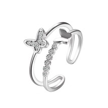 New Crystal Butterfly Rings for Women Girls Simple Open Adjustable Shine Butterf - £7.23 GBP
