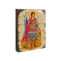 Saint Michael the Archangel Icon Painting on Gold-Plated Wooden Block - $278.36