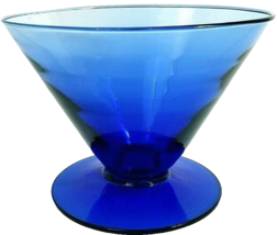 Blue Cobalt Pedestal Style Glass Bowl France 5.5&quot; x 7.5&quot; - $15.42