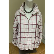 Preppy Liz Golf Claiborne Windbreaker Jacket 1/2 zip Pink White Plaid Po... - £12.09 GBP