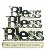 Inspirational Bless Our Home With Love Laughter Wooden Cutout Tabletop S... - $38.99