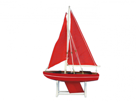Wooden Decorative Sailboat Model Ruby Compass 12&quot;&quot; - $18.99