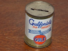 Vintage Gulfpride Gulf Tin Oil Can Bank - $553.60 MXN