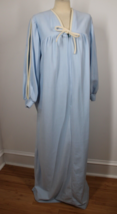 Vtg 70s Blue L Plush Fleece Beige Piped Zip Robe House Dress Preston Arn... - $47.49