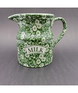 Vtg Calico Staffordshire Milk Pitcher Canister Green White Flower Burlei... - $140.24