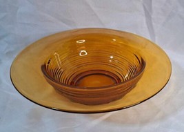 Vintage Unbranded Amber Glass 12 Inch Bowl With 2 Inch Wide Flat Edges - £33.49 GBP