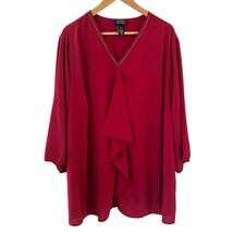 Catherines Womens Blouse 3X Top Red Black Label Quiet Luxury Professiona... - $29.99