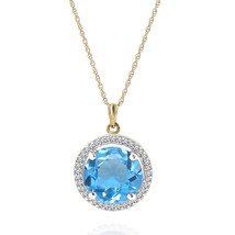 Galaxy Gold GG 14k 20&quot; Yellow Gold Victorian Style Genuine Diamonds &amp; Blue Topaz - £759.72 GBP