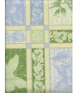 Sweet Botanical Butterfly Floral 52&quot; x 90&quot; Vinyl Tablecloth w Flannel Back  - $12.99