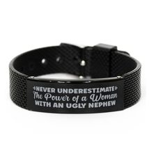 Funny Aunt Black Shark Mesh Bracelet, Never Underestimate The Power of a Woman w - £19.47 GBP