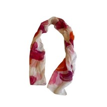 Chiffon Spring Flowers Sheer White Floral Scarf 9.5”x46” Head Wrap Hijab... - $21.49