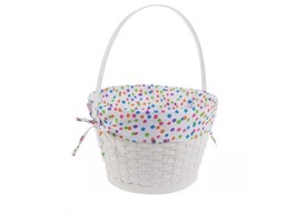 Multi-Color Polka Dot Bamboo Easter Basket/Decorative - £69.12 GBP