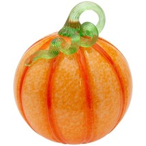 Large Orange Hand Blown Glass Pumpkin 8.25  Tall  - £38.96 GBP