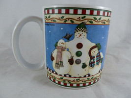 Debbie Mumm Christmas Art Cup Mug Sakura 2000 Jolly Snowmen Friends - $180.95 MXN