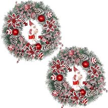 Christmas Wreaths for Front Door, 2 Pack 18&quot; Santa Skiing Poinsettias w/... - $518.63 MXN