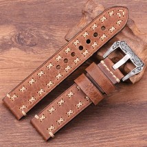 Premium Quality Stitched Italian Leather Handmade Watch Strap 22mm Light Brown - £21.75 GBP
