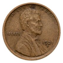 1921-S 1C Lincoln Cent in Extra Fine Condition, All Brown Color, Strong ... - $57.71