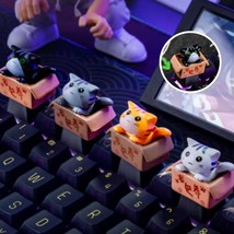 1Pc Adorable Kawaii Cat Keycaps, Cute Black Kitten Keycaps, Orange Cat K... - £4.88 GBP