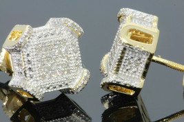 0.27 Karat Sterlingsilber Gelbgold Herren Damen 9Mm Echte Diamanten Ohrstecker - £198.44 GBP