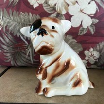 Vintage Ceramic Dog with Patch Over One Eye Brown White - 1940&#39;s - £18.85 GBP