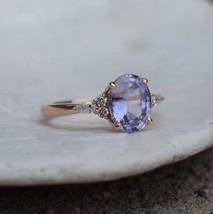 4ct lavender Sapphire &amp;Diamond Unique Design Engagement Wedding Gift Ring - £934.31 GBP