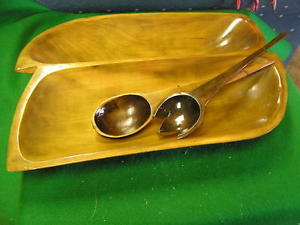 Primary image for Great MONKEY POD Divided Dish w/Fork & Spoon..........SALE
