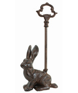 Rustic Cast Iron Bunny Hare Rabbit Door Stop Or Porter With Long Handle - $56.03 CAD