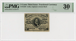 FR. 1238 Fractional Currency 5c PMG VF30 (3rd Issue, Green Back) - $121.25