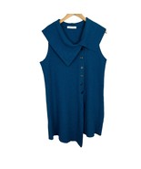 Cut Loose Vest Womens Medium Blue Asymmetric Hem Button Up Lagenlook 100... - £39.38 GBP