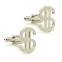DOLLAR SIGN CUFFLINKS Money Currency Symbol $ NEW w GIFT BAG Wedding Sil... - $204.10 MXN+