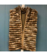 MK metric knots Rabbit Fur with knit back Beige Jacket Vest Cardigan XL - $49.54