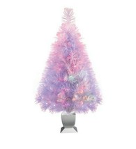 Holiday Time ~ 32&quot; Concord Artificial White Tree ~ Multicolored Fiber Optics - £29.98 GBP