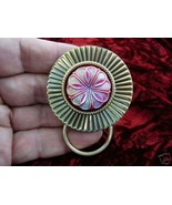 #E579) Red Czech Eyeglass flower pin pendant ID badge holder - $31.94 CAD