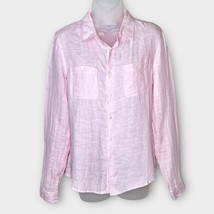 ISLAND COMPANY Barbie pink 100% linen button down shirt size medium - £22.34 GBP